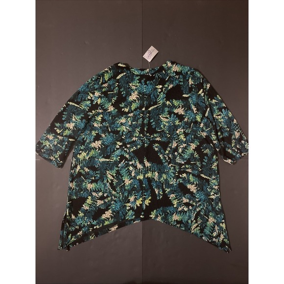Catherines 3/4 Sleeve Easy‎ Fit Tunic Top Plus Size 1X New 18/20W Blouse Green - Picture 3 of 9